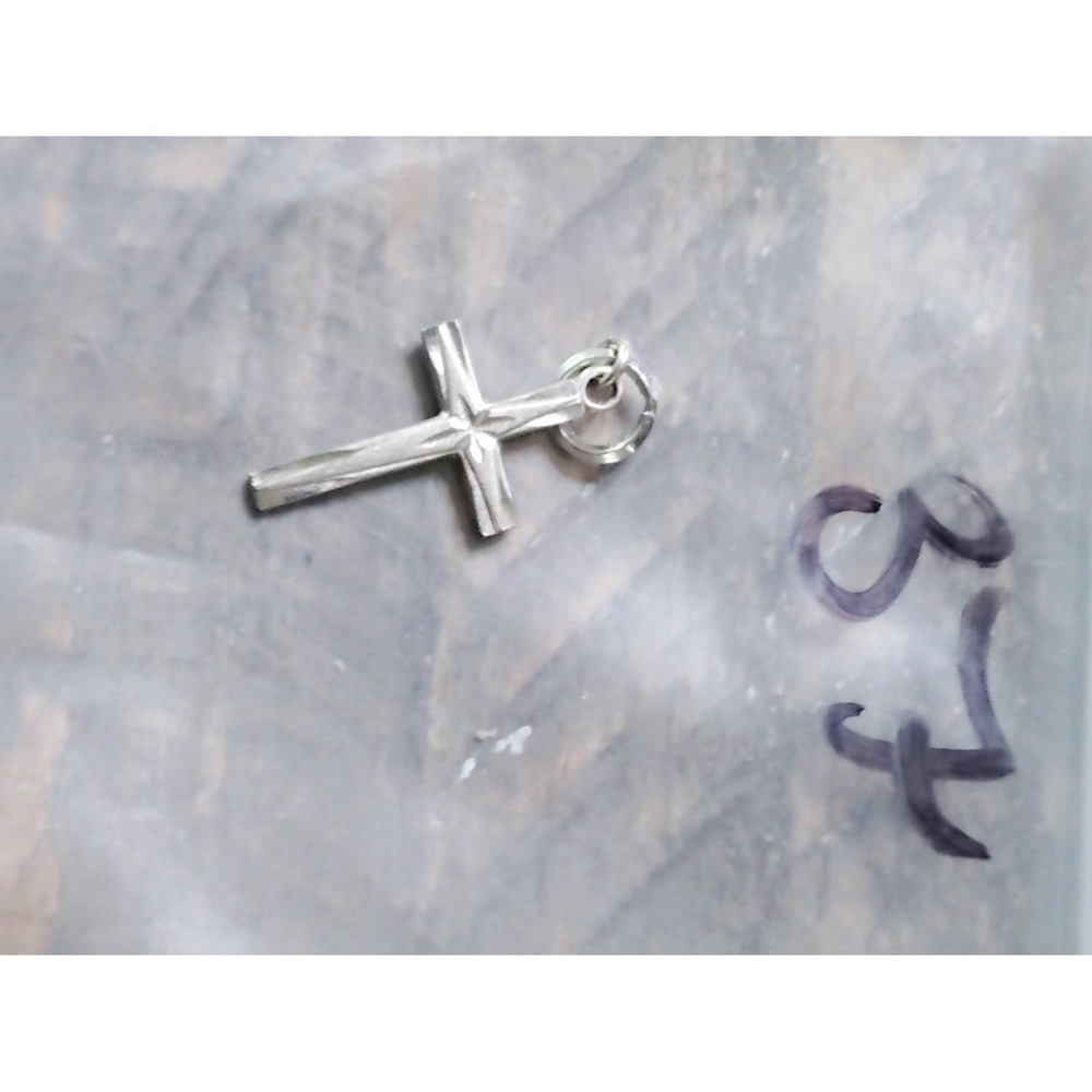 PPC Sterling Silver Cross Pendant Charm Vintage Faceted Starburst STER 925